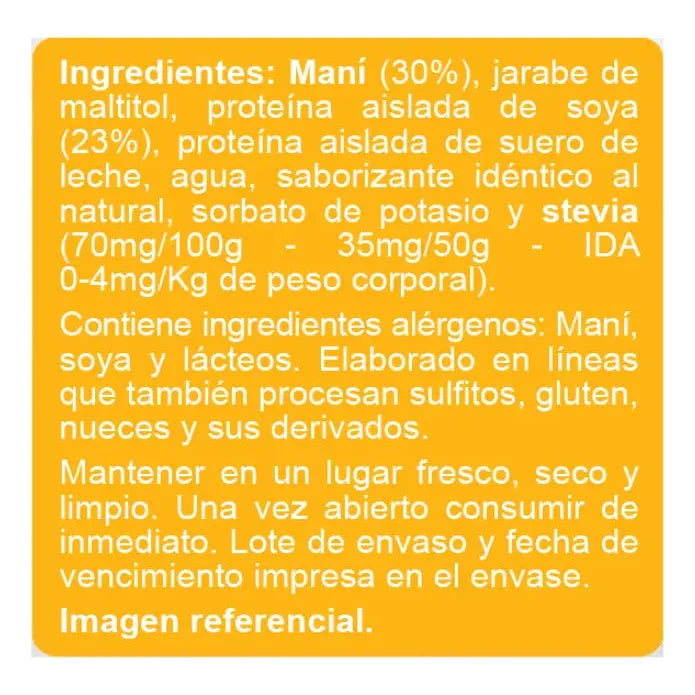 Barras De Proteína Maní Sin Azúcar, 5un De 50g