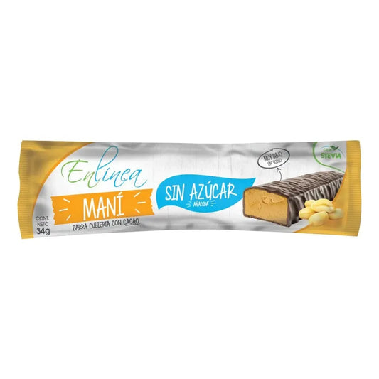 Barra Maní Cubierta Chocolate Sin Azúcar 20un De 34g