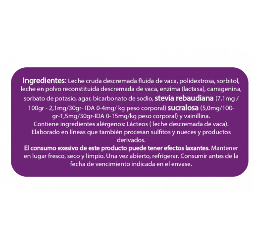 Dulce de leche sin lactosa sin azúcar En Línea 380g