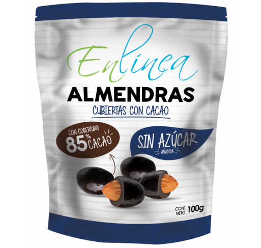 Almendras bañadas en chocolate 85% sin azúcar En Línea 100g