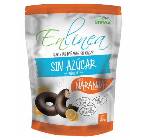 Galleta bañada en chocolate naranja sin azúcar En Línea 100g