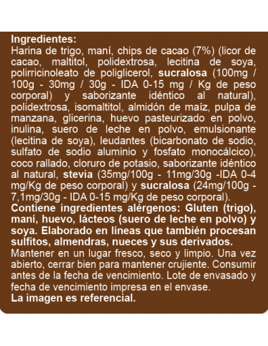 Galleta chips de chocolate sin azúcar En Línea...