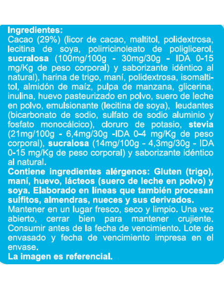 Galleta bañada en chocolate sin azúcar En Línea 100g