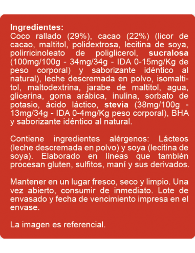 Chocolate relleno de coco sin azúcar En Línea 170g
