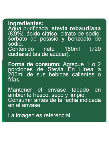 Endulzante stevia 100% sin azúcar En Línea 180ml