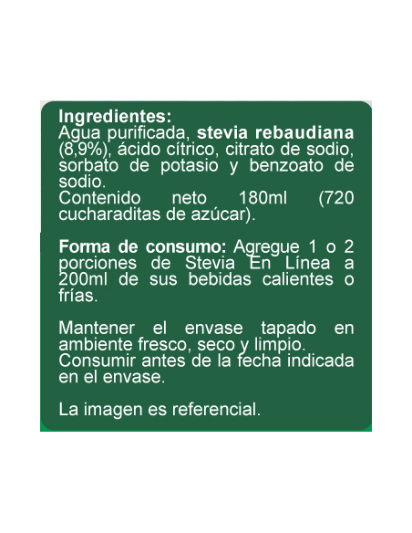 Endulzante stevia 100% sin azúcar En Línea 180ml