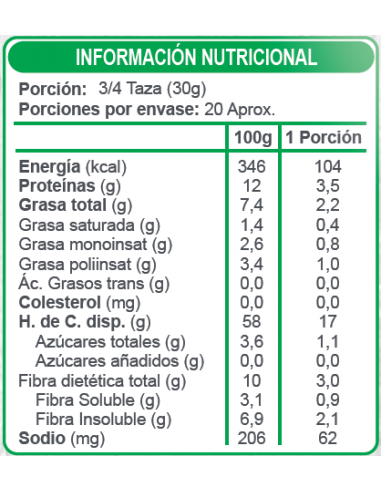 Avena multisemilla manzana y pasas sin azúcar...
