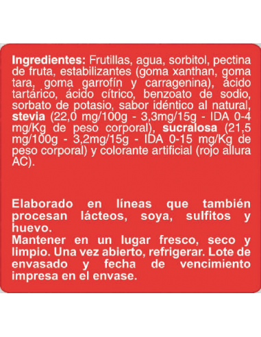 Mermelada de frutilla sin azúcar En Línea 200g