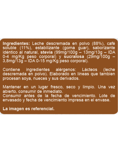 Café con leche sin azúcar En Línea 104g
