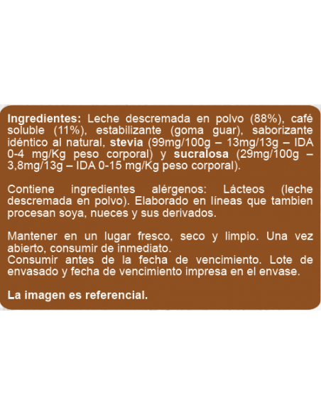 Café con leche sin azúcar En Línea 104g