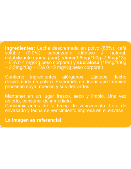 Café vainilla latte sin azúcar En Línea 104g