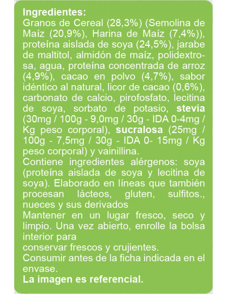 Cereal de proteína chocolate vegano sin azúcar En Línea 300g