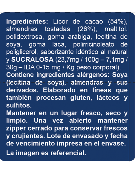 Almendras bañadas en chocolate 85% sin azúcar En Línea 100g