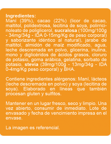Chocolate relleno de maní sin azúcar En Línea170g