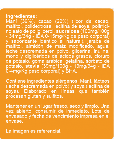 Chocolate relleno de maní sin azúcar En Línea170g