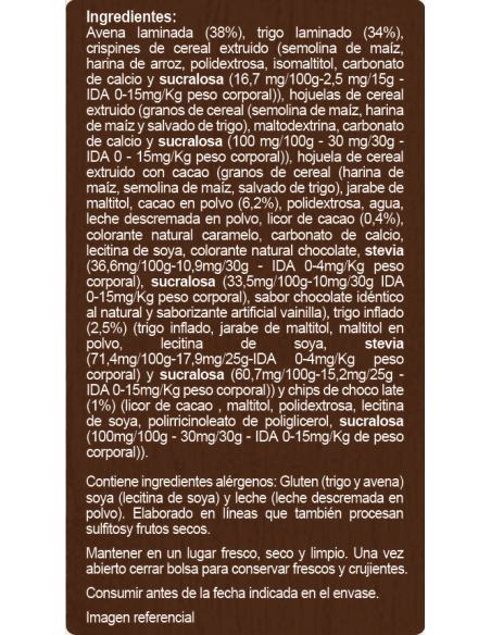 Muesli de chocolate sin azúcar En Línea 700g