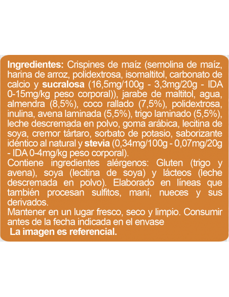 Barras de cereal almendra coco sin azúcar En Línea 120g