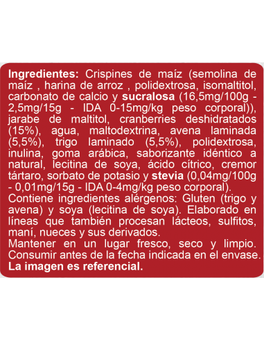 Barras de cereal cranberries sin azúcar En...