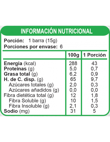 Barras de cereal manzana sin azúcar En Línea 90g