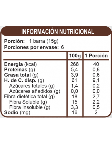 Barras de cereal chocolate sin azúcar En Línea 90g
