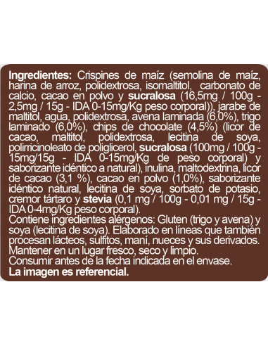 Barras de cereal chocolate sin azúcar En Línea 90g