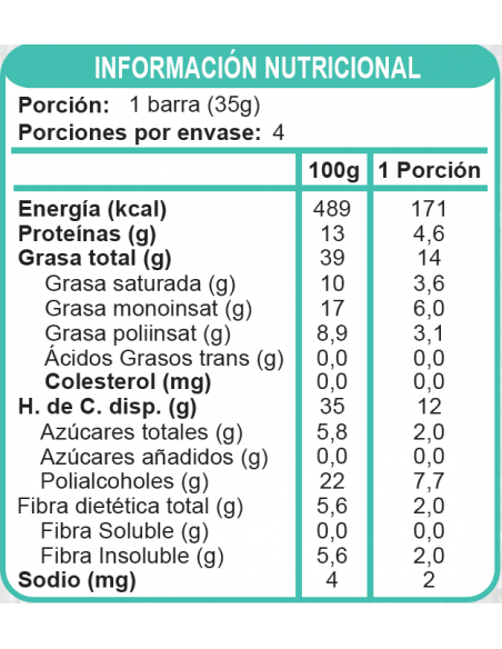 Barra de chocolate low carb sin azúcar En Línea 140g