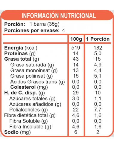 Barra de coco low carb sin azúcar En Línea 140g