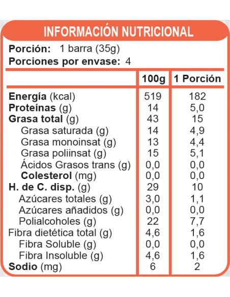 Barra de coco low carb sin azúcar En Línea 140g