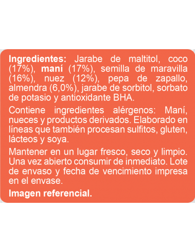 Barra de coco low carb sin azúcar En Línea 140g