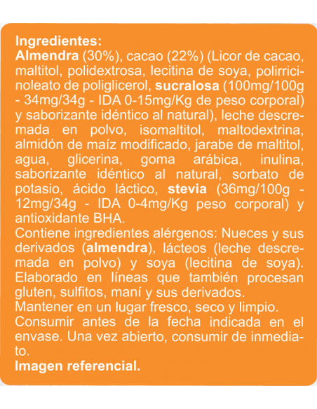 Chocolate relleno de almendras sin azúcar En Línea 170g