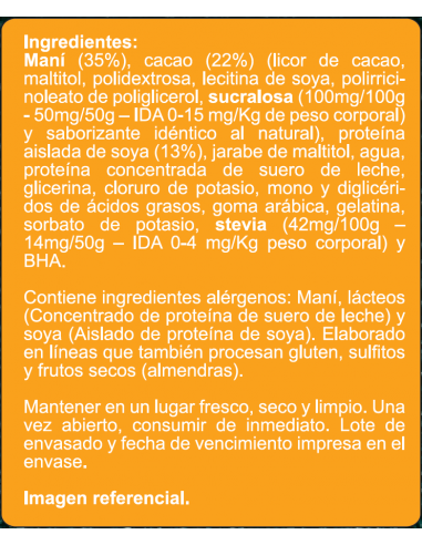 Chocolate relleno de maní proteína sin azúcar...