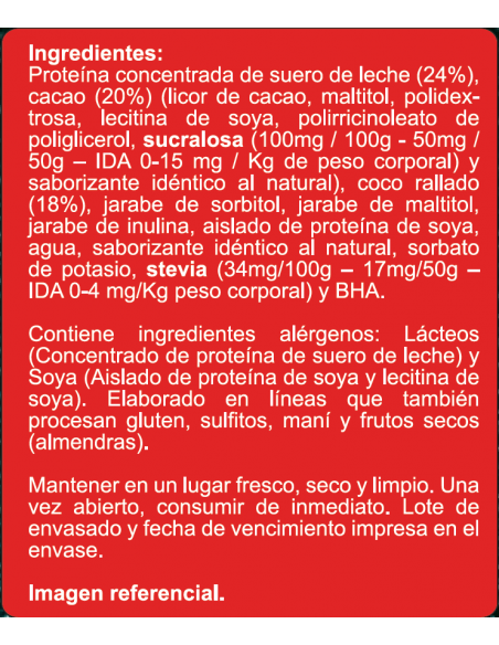 Chocolate proteína relleno de coco sin azúcar En Línea 250g