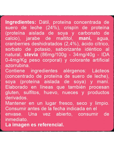 Barras de proteína cranberries sin azúcar En Línea  200g