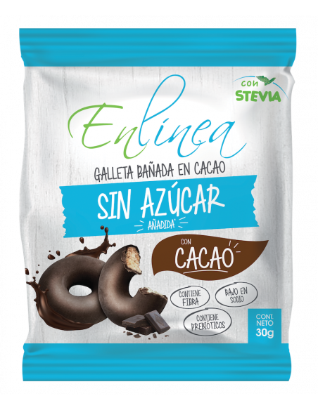 Galleta anillo bañada en chocolate sin azúcar En Línea 30g