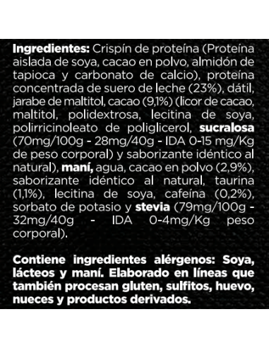 Barras de proteína energy chocolate sin azúcar...