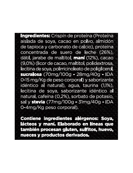 Barras de proteína energy maní sin azúcar En Línea 160g