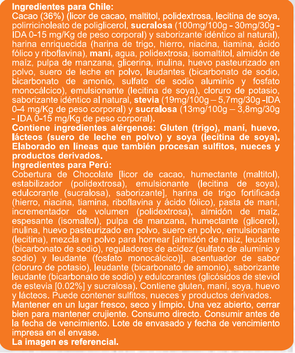 Galleta Sin Azúcar sabor Naranja Bañada en Chocolate 100g