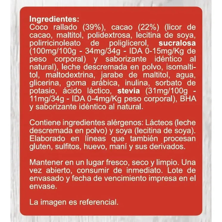 Barras de Coco son Cubierta Chocolate Sin Azúcar | Pack de 5