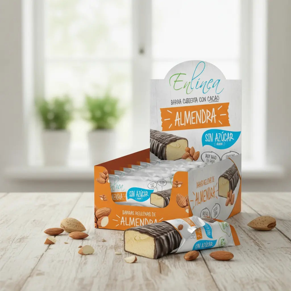 Barra Almendra Cubierta con Chocolate Sin Azúcar | Pack de 20