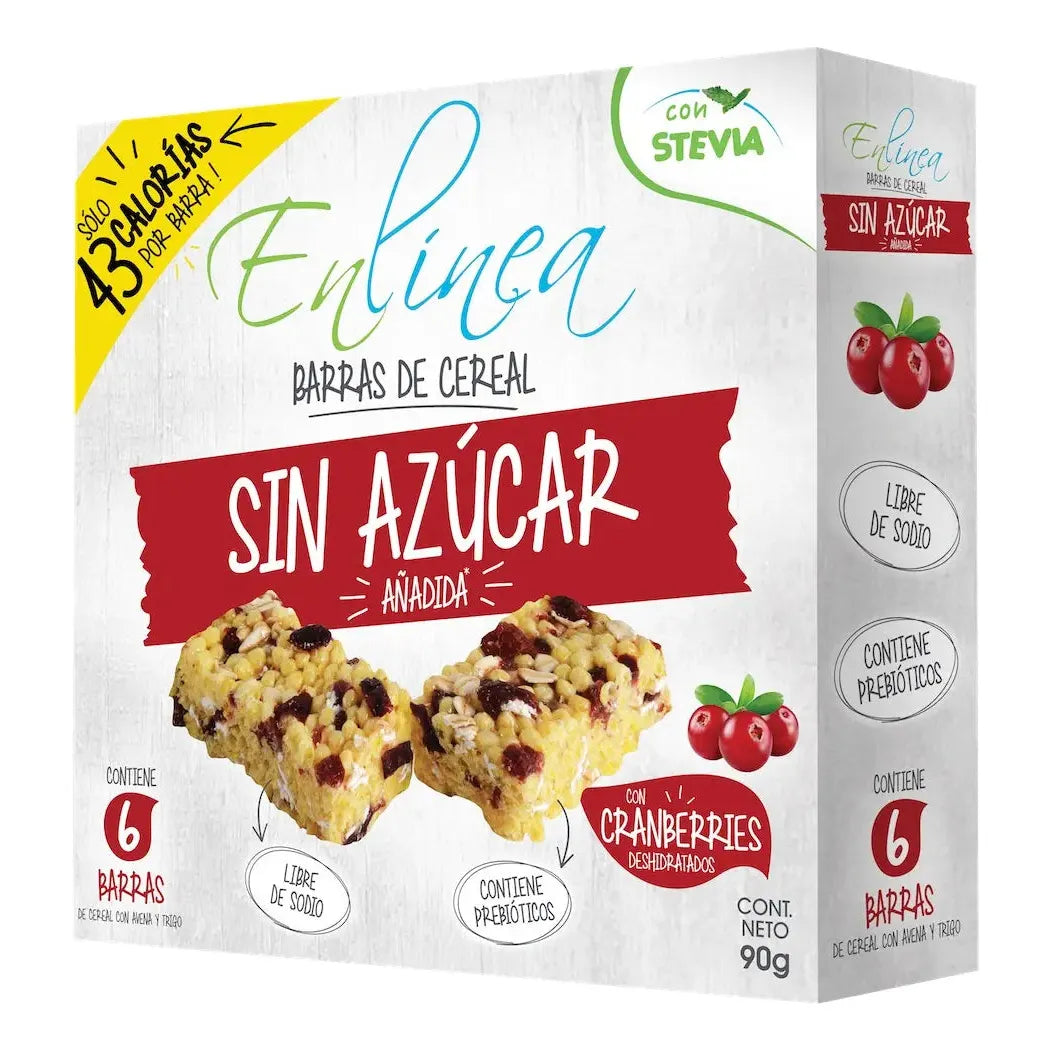 Barra de Cereal Sin Azúcar Cranberries 6un De 15g