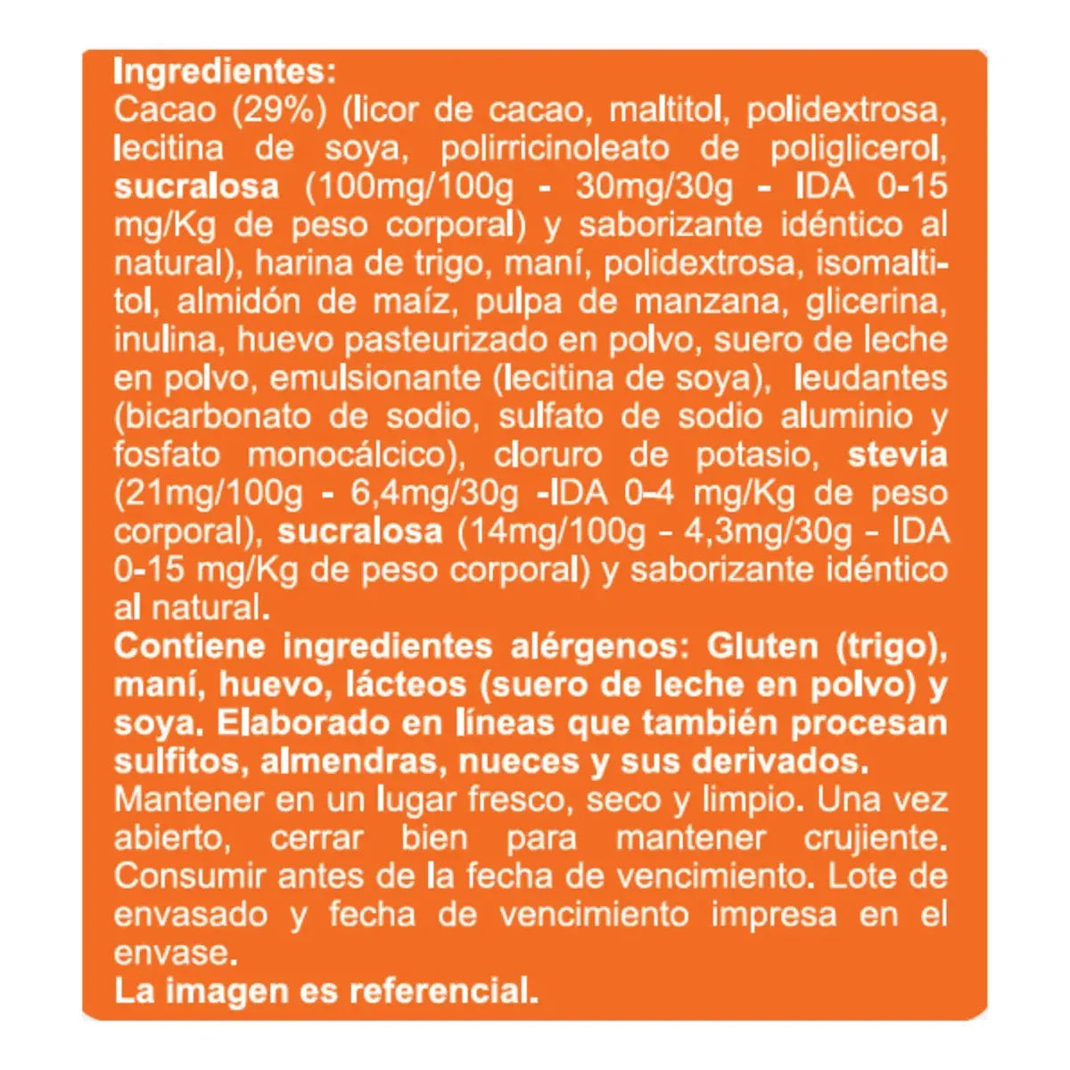 Galleta Sin Azúcar sabor Naranja Bañada en Chocolate 100g