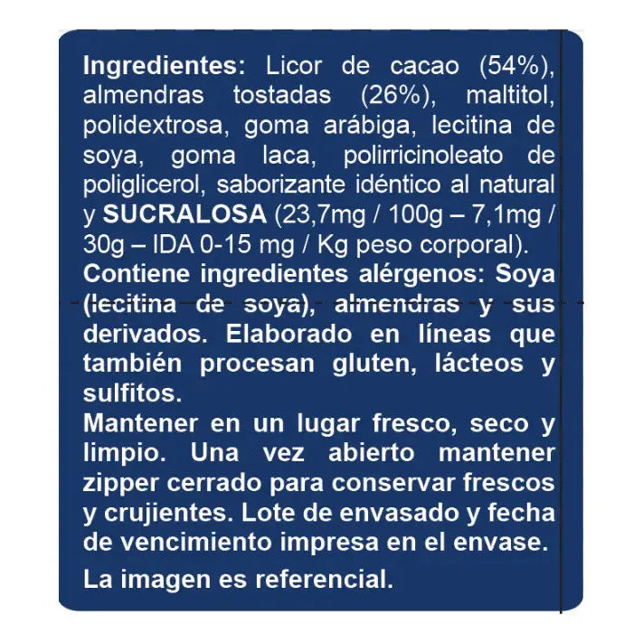 Almendras con Chocolate 85% Cacao Sin Azúcar