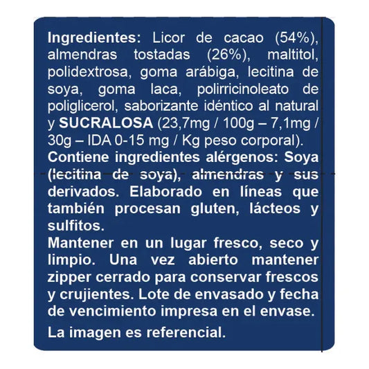Almendras con Chocolate 85% Cacao Sin Azúcar