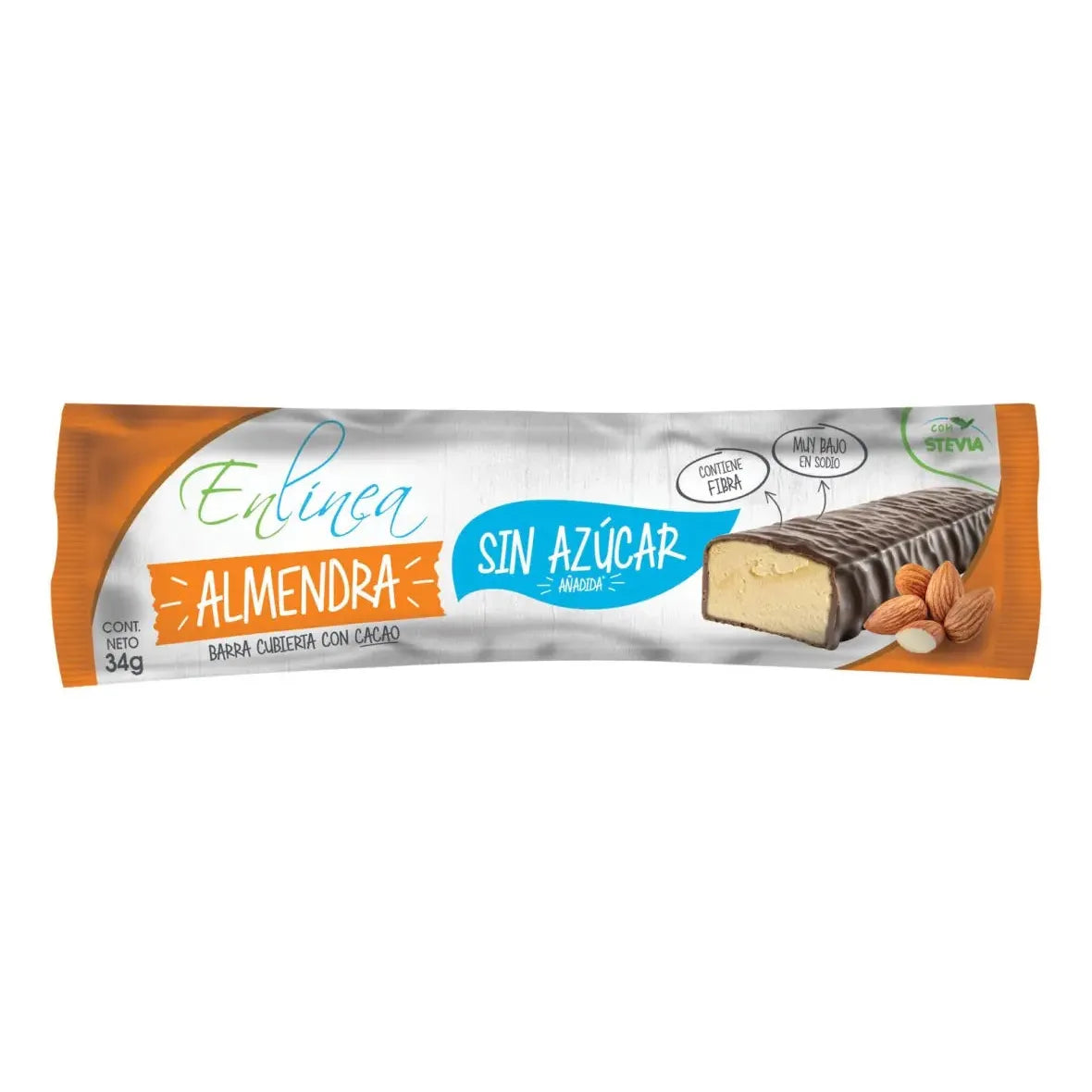 Barra Almendra Cubierta con Chocolate Sin Azúcar | Pack de 20