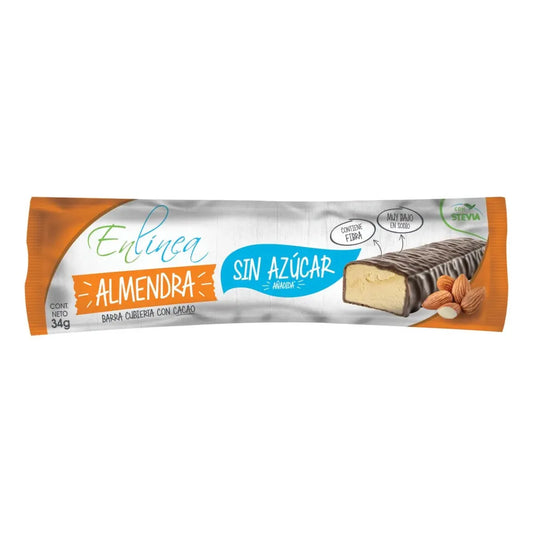 Barra Almendra Cubierta con Chocolate Sin Azúcar | Pack de 20