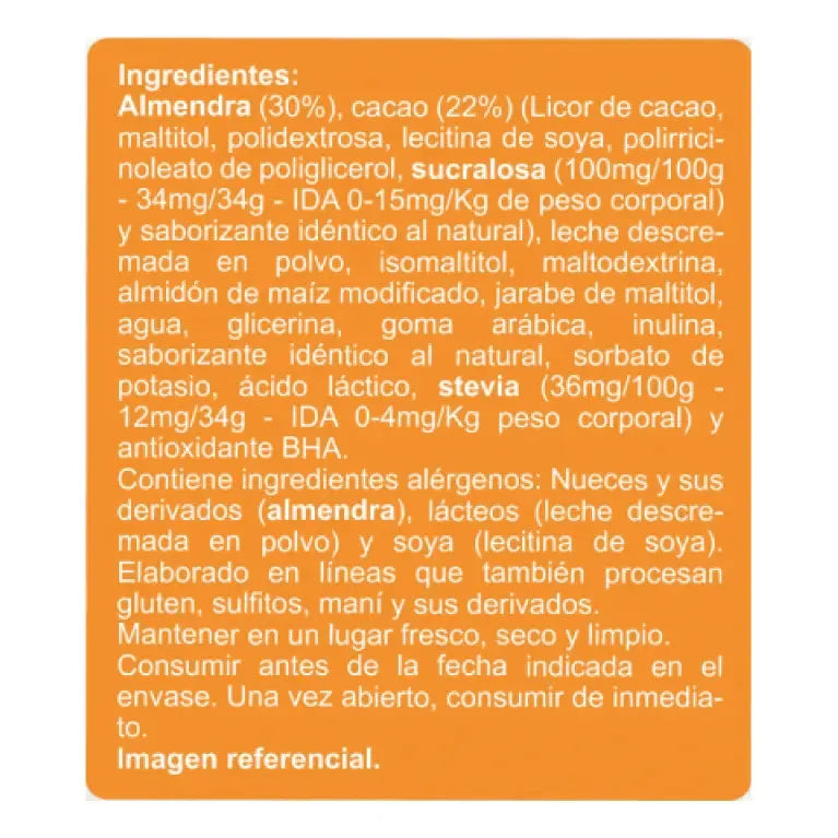 Barra Almendra Cubierta con Chocolate Sin Azúcar | Pack de 20