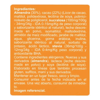 Barra Almendra Cubierta con Chocolate Sin Azúcar | Pack de 20