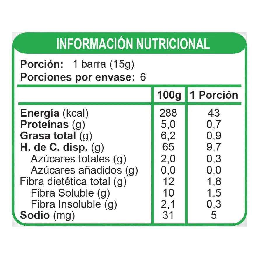 Barra Cereal Sin Azúcar Manzana 6un De 15g