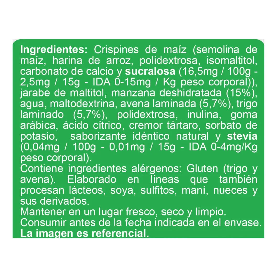 Barra Cereal Sin Azúcar Manzana 6un De 15g