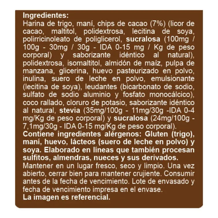 Galleta Sin Azúcar sabor Chocolate 120g